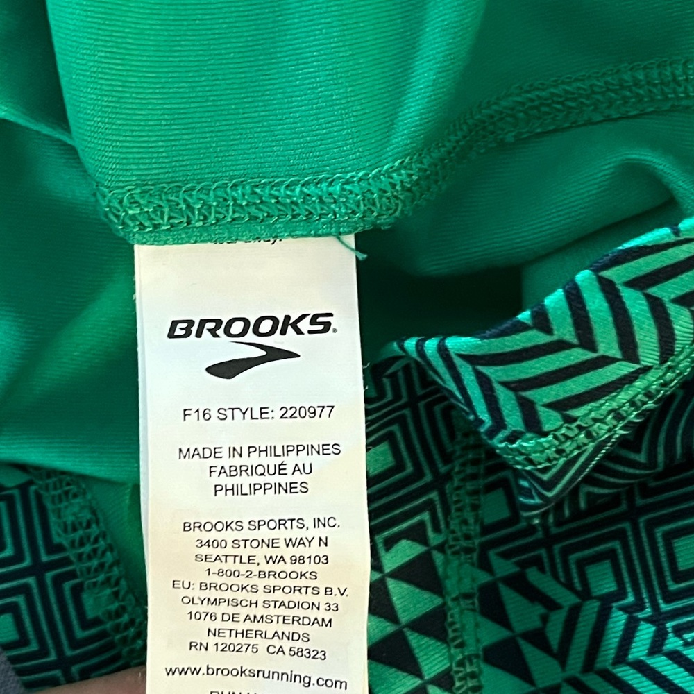 Brooks Run Happy Green Geometric Patterned Quarter Zip Women’s Size Small - Picture 6 of 7
